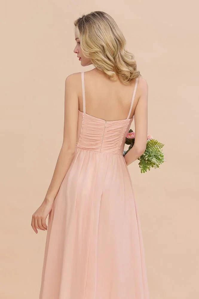 Spaghetti Straps Aline Bridesmaid Dress Sweetheart  Chiffon Swing Evening Dress (ZD13150)