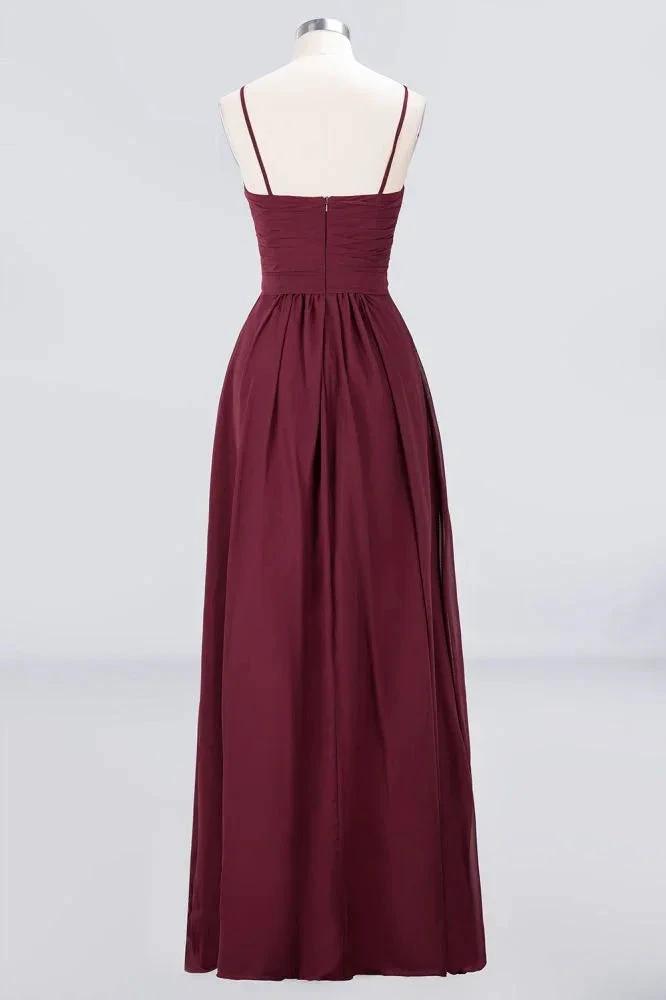 Spaghetti-Straps Backless Bridesmaid Dress  Ruffles Chiffon Wedding Party Dress (ZD13114)