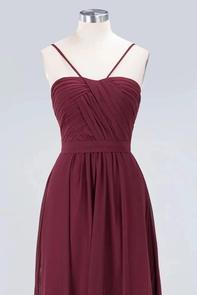 Spaghetti-Straps Backless Bridesmaid Dress  Ruffles Chiffon Wedding Party Dress (ZD13114)