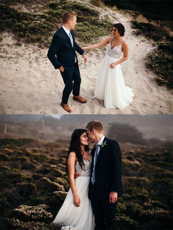 Spaghetti Straps Neckline A-line Rustic Wedding Dresses With Beaded (ZD16000)
