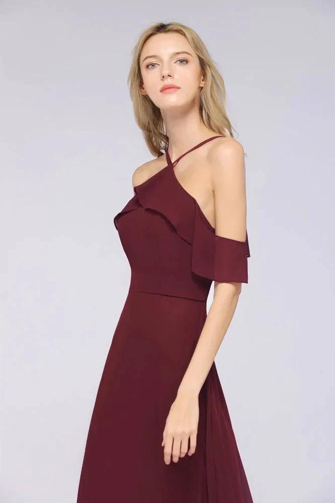 Spaghetti-Straps Sleeveless Ruffles Floor-Length Bridesmaid Dress with Bow Sash (ZD13111)