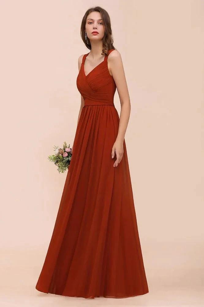Strap Slim Floor Length Evening Dress for Bride Bridesmaid Dress (ZD13016)