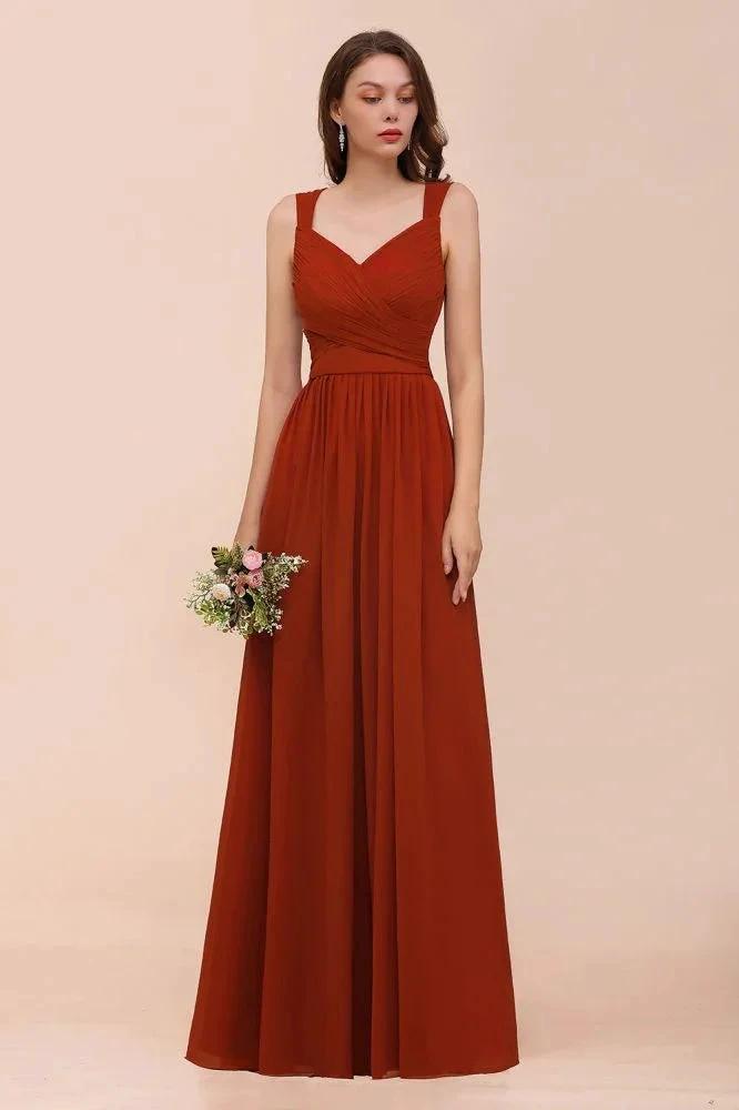 Strap Slim Floor Length Evening Dress for Bride Bridesmaid Dress (ZD13016) - VelvetHem