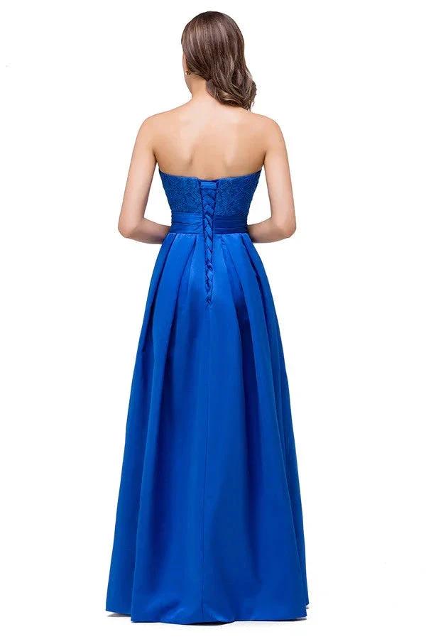 Strapless A-line  Lace-up Floor-length Appliques Bridesmaid Dresses (ZD13071)