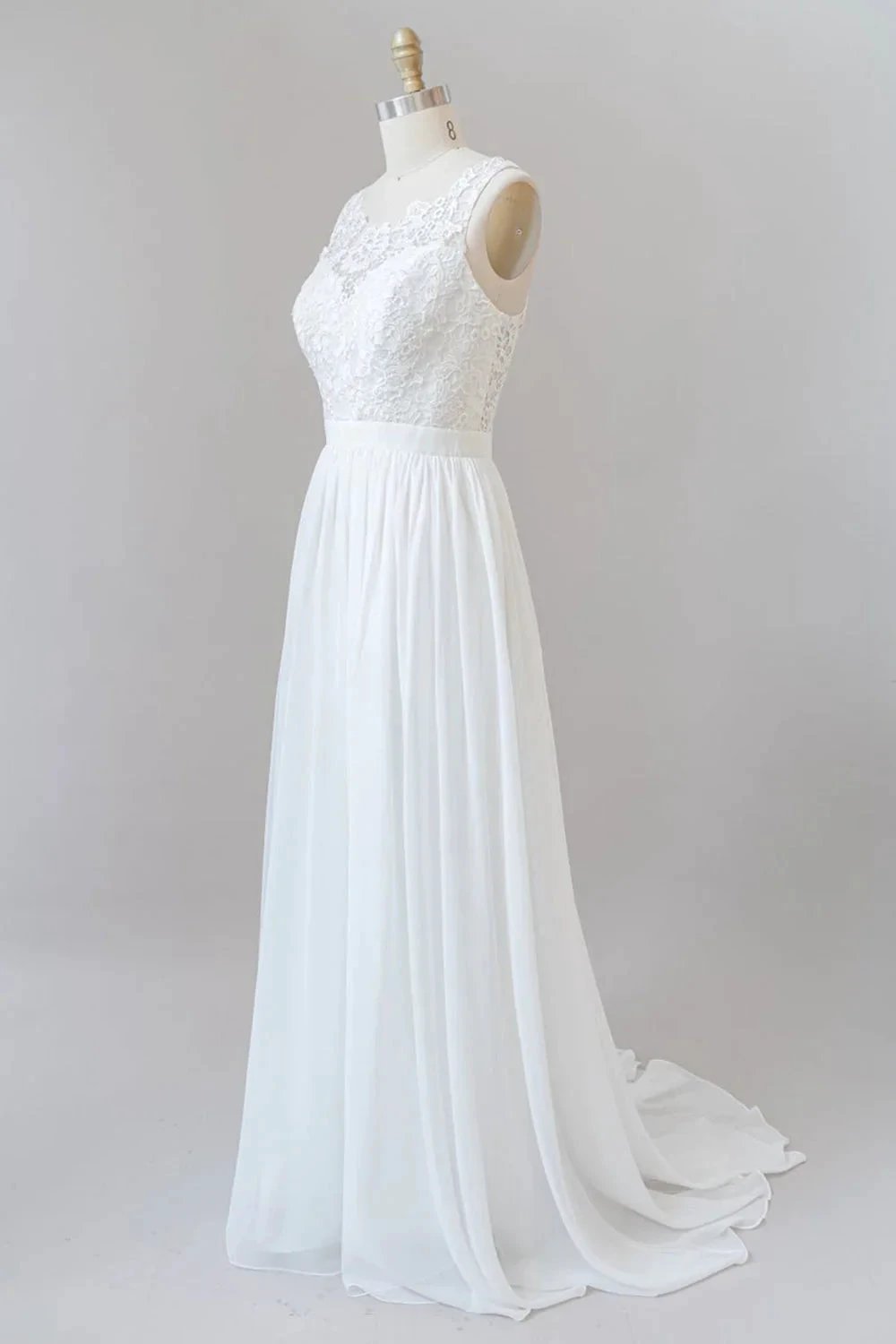Straps Lace A-line Boho Wedding Dress (ZD15972)