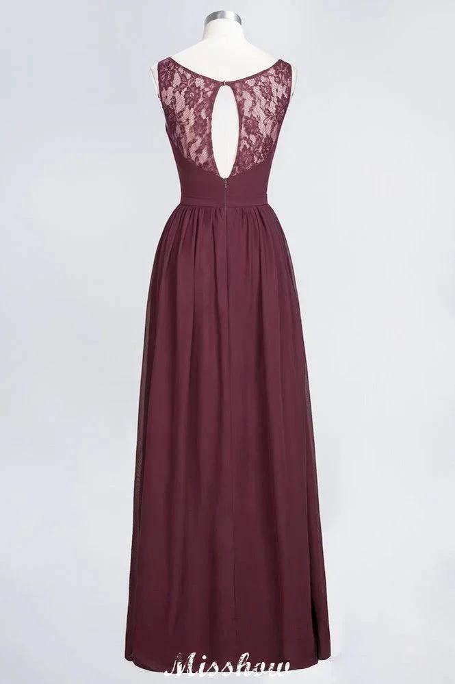 Stylish V-Neck aline Evening Maxi Gown Chiffon Sleeveless Bridesmaid Dress Burgundy (ZD12934)