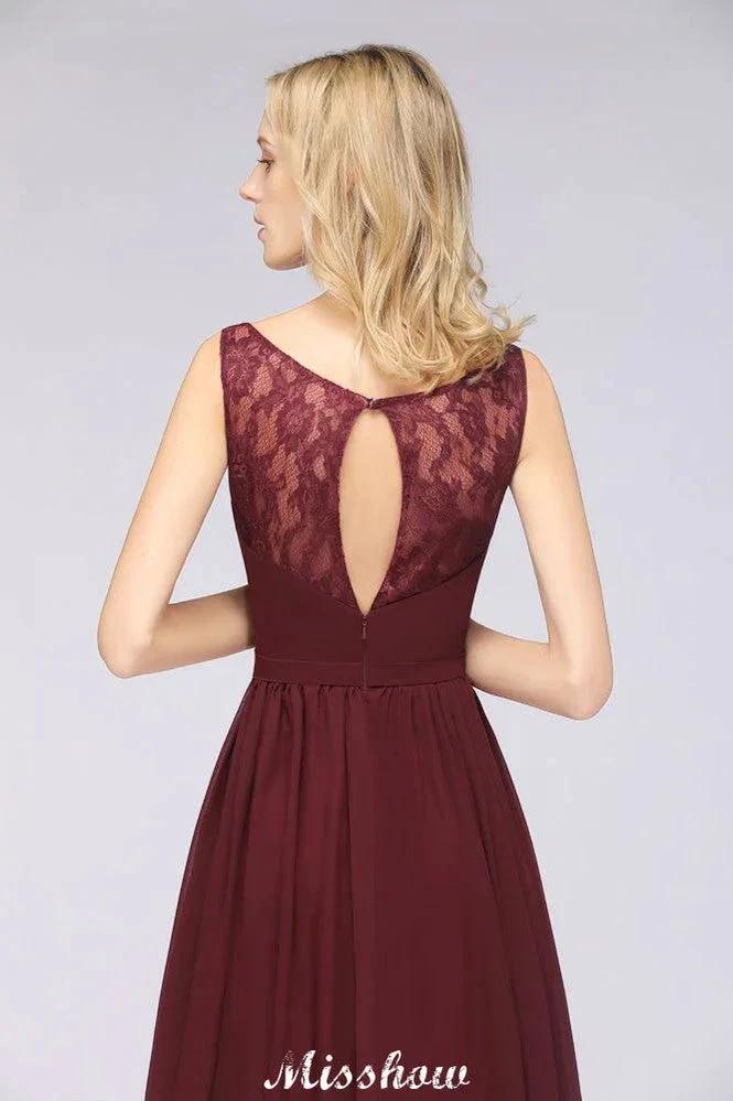 Stylish V-Neck aline Evening Maxi Gown Chiffon Sleeveless Bridesmaid Dress Burgundy (ZD12934)