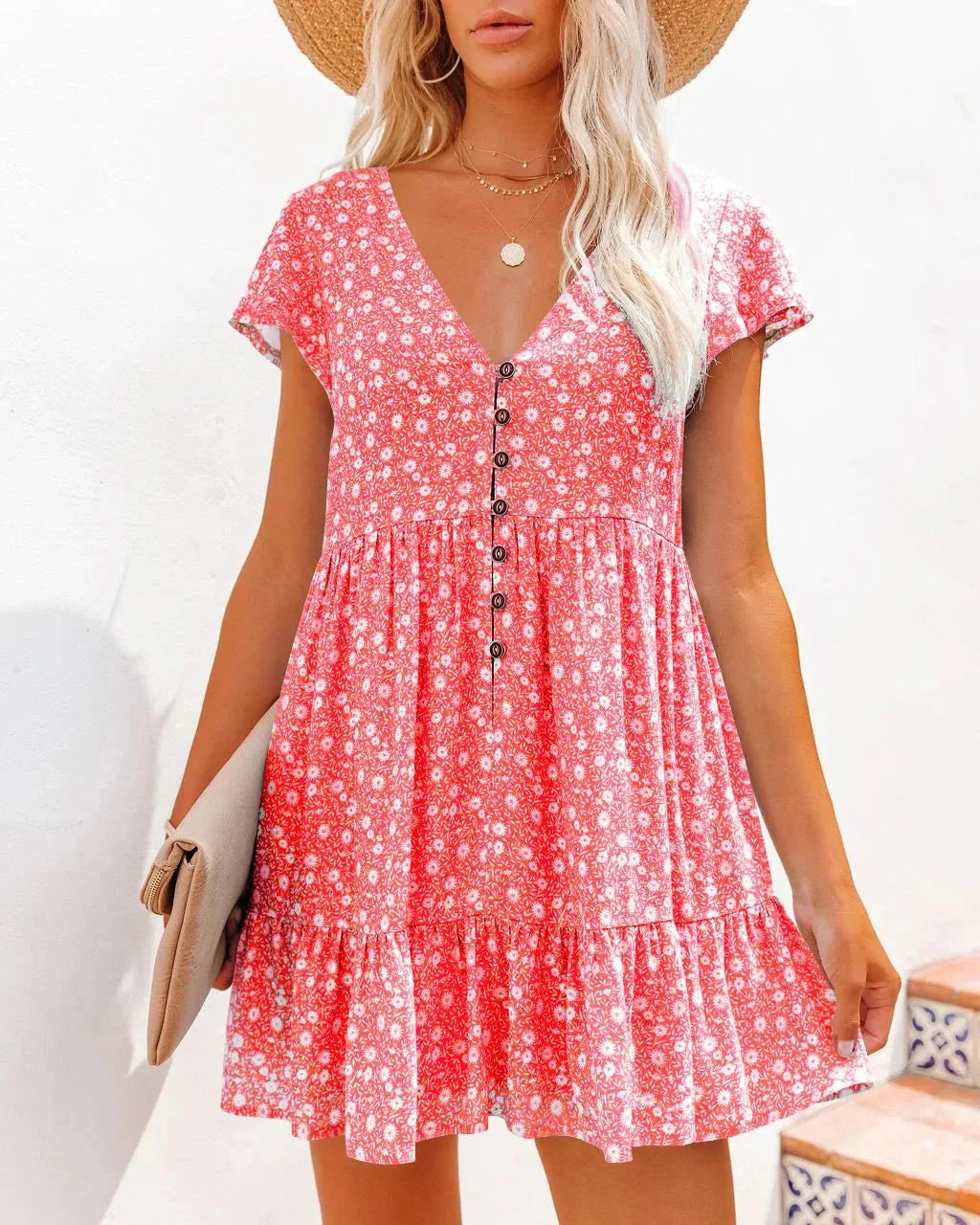 Debora Boho Mini Dress with Ruffles for Women Stylish Outfit