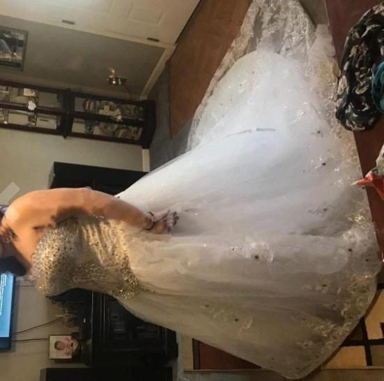 Sweetheart Ball Gown Watteau Train Wedding Dress with Appliques Beading WD022 by pgmdress