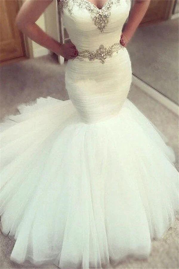 Sweetheart Mermaid Ruffles Wedding Dress (ZD13802) - VelvetHem