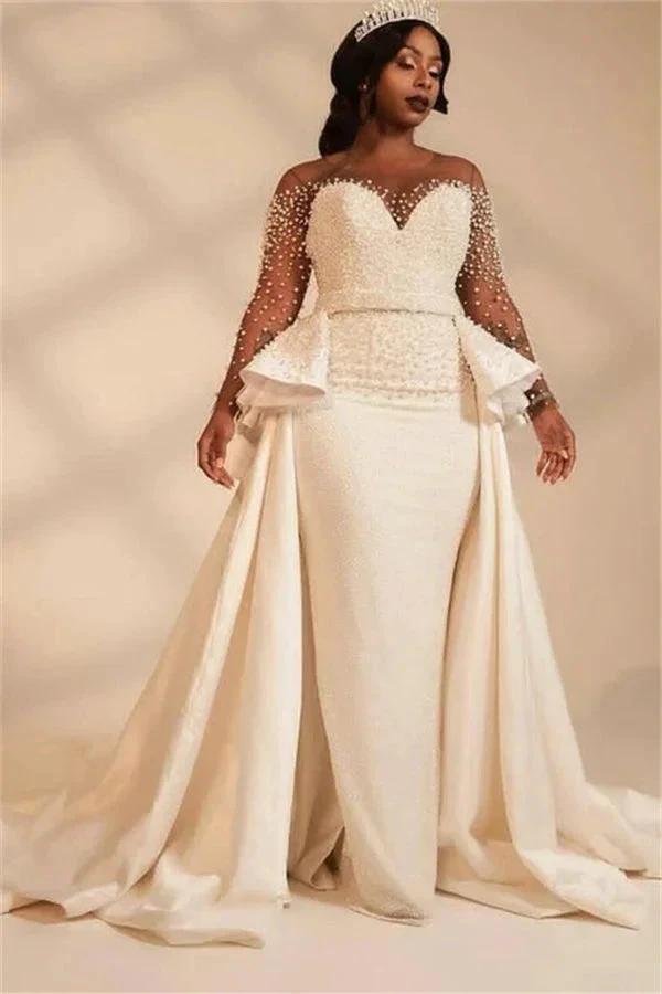 Sweetheart Mermaid Thick WEdding Dress with overskirt (ZD13803)