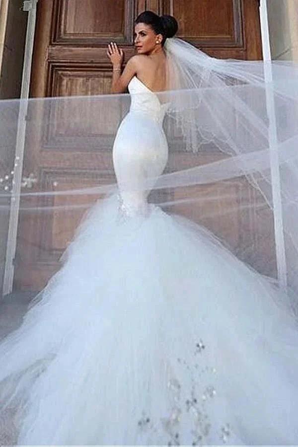Sweetheart Neckline Memaid Wedding Dresses With Beading (ZD16042)