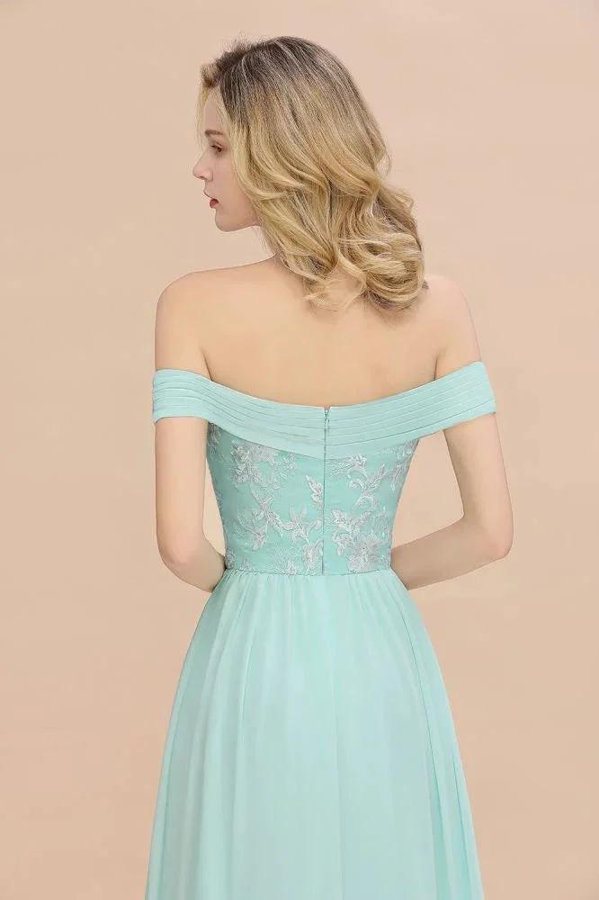 Sweetheart Ruffles Simple Prom Dresses Off the Shoulder aline Bridesmaid Dress (ZD13118)