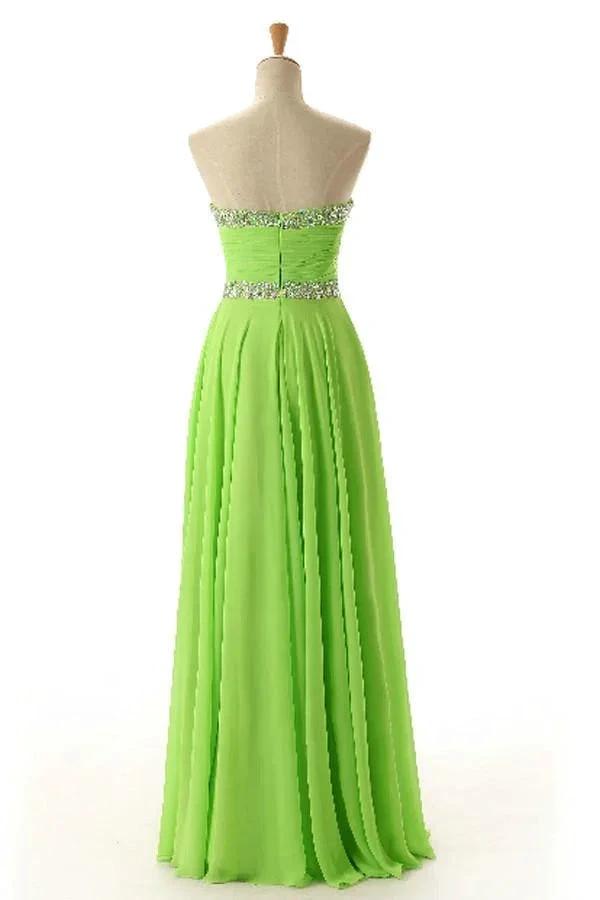 Sweetheart Sleeveless Backless Chiffon Green Prom Dress PG 243 by pgmdress
