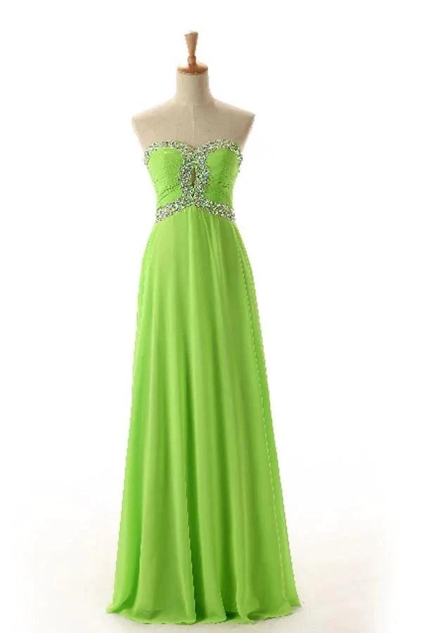 Sweetheart  Sleeveless Backless Chiffon Green Prom Dress  PG 243 (ZD13157)