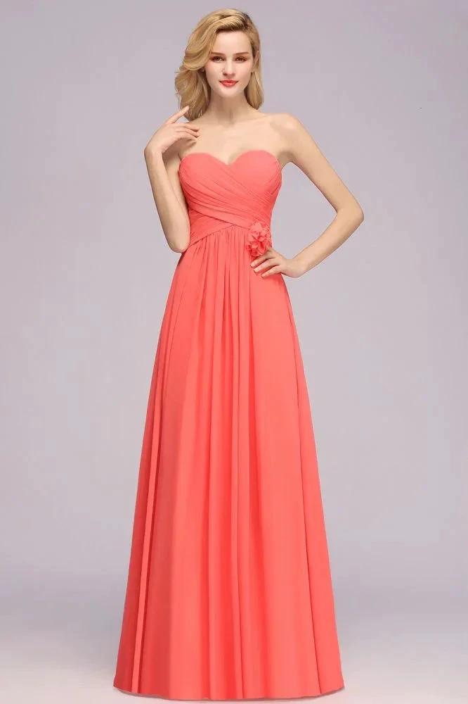 Sweetheart Sleeveless Ruffle Evening Swing Dress Chiffon aline Bridesmaid Dress (ZD13128)