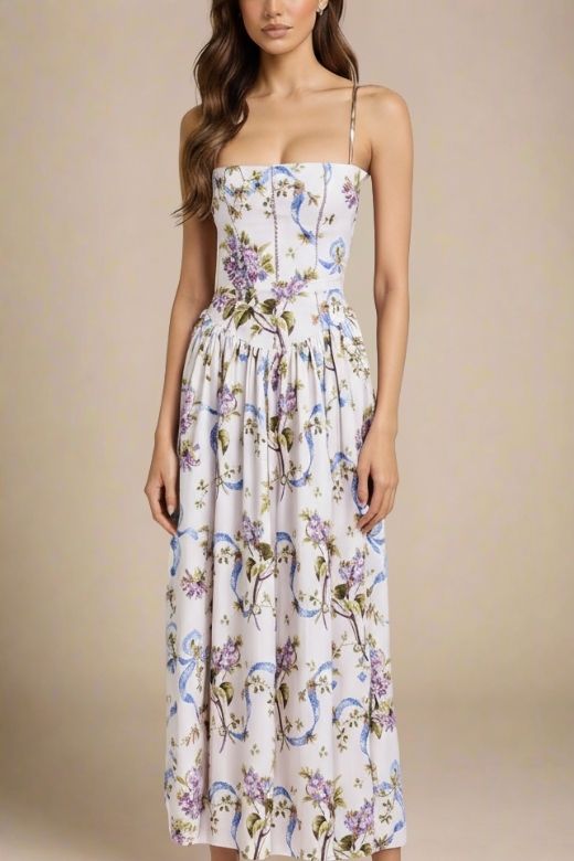 Tasmin Midi Dress - White Floral