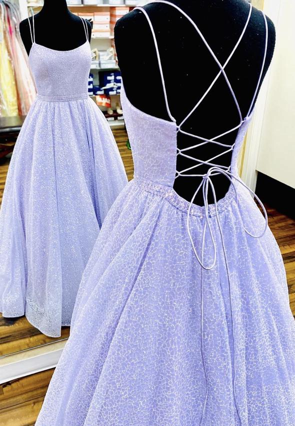 Purple tulle sequins long prom dress party dress - VelvetHem