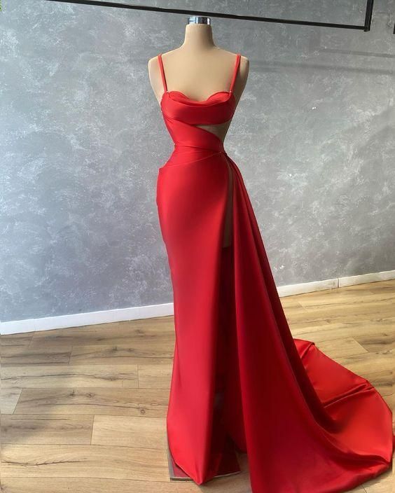 Chic Mermaid red prom Dresses evening Dresses - VelvetHem