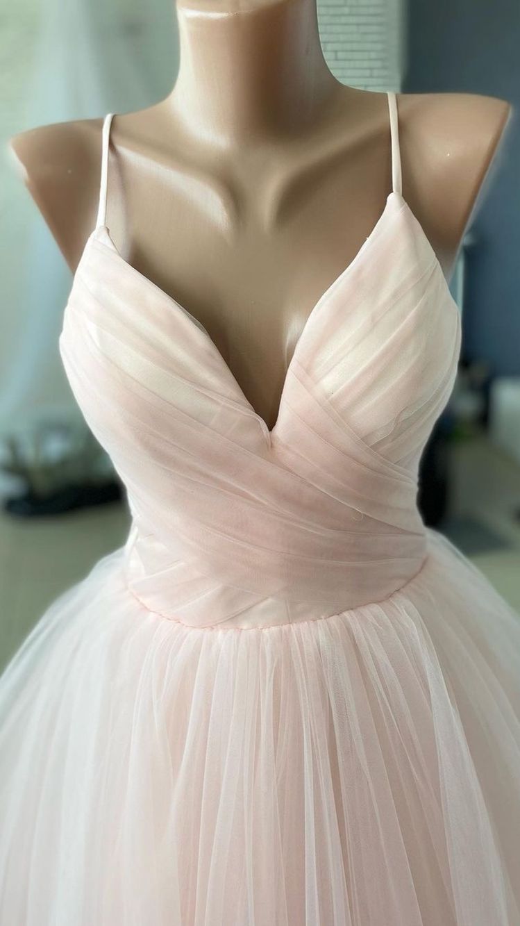Pink Tulle ball gown prom dresses - VelvetHem