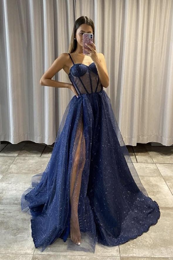 Cute tulle long A line prom dress evening dress Burgundy Long Formal Graduation Dresses