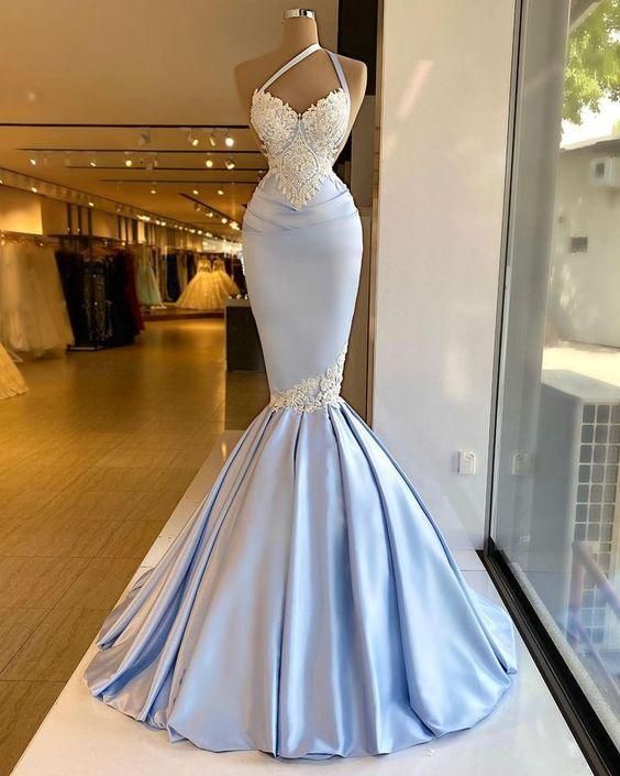 Blue Long Sexy Prom Dress Mermaid Evening Gown - VelvetHem