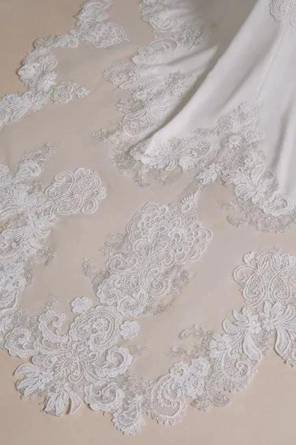 Unique Halter Sleeveless Mermaid Floor-Length Satin Wedding Dresses with Pattern (ZD14661)