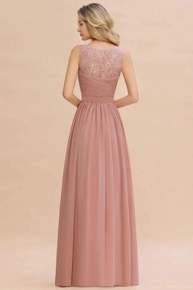 V-Neck Aline Ruffle Chiffon Bridesmaid Dress Sleeveless Floral Evening Swing Dress (ZD13026)