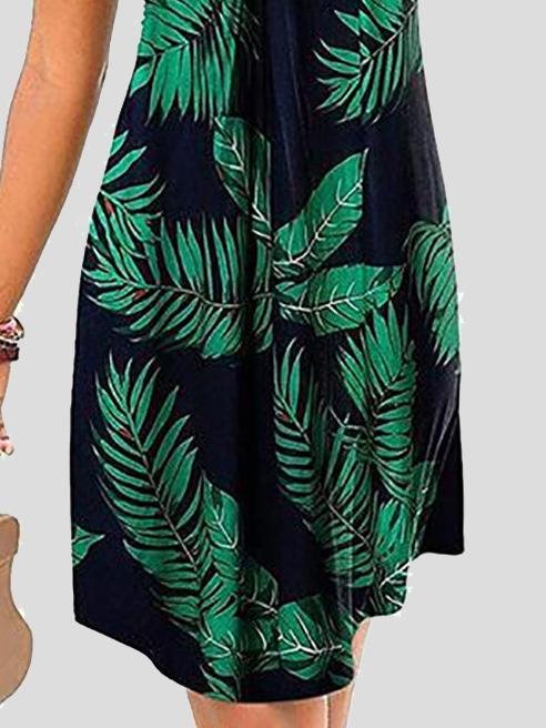V neck Sleeveless Print Mini Dress