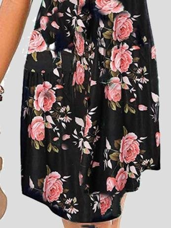 V neck Sleeveless Print Mini Dress
