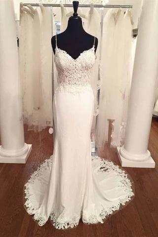 V-Neck Vintage Lace Mermaid Backless  Beach Wedding Dress (ZD16036)