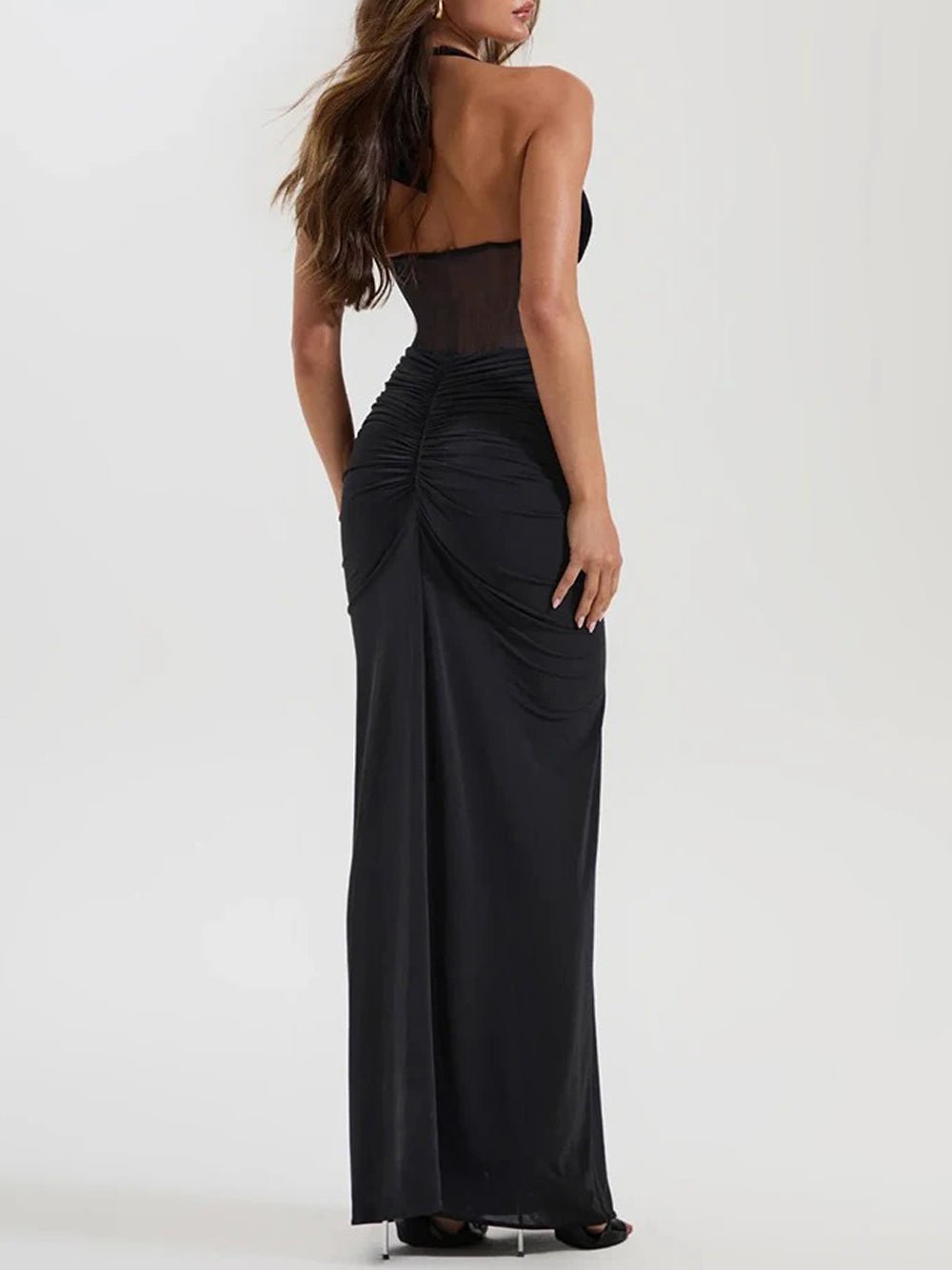 Valencia Halter Ruched Maxi Dress