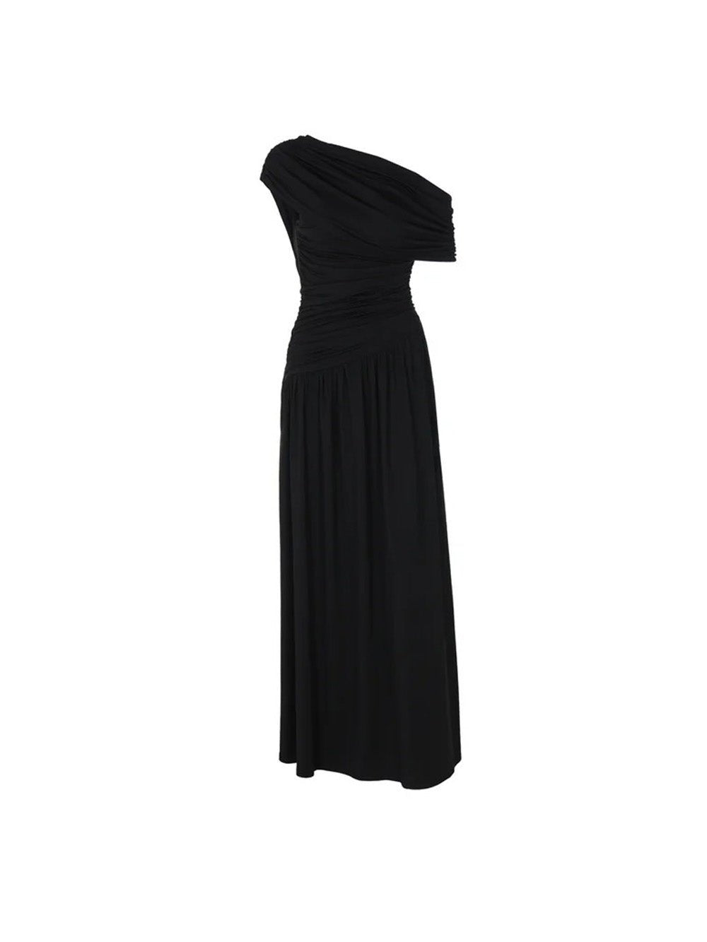Valencia One - Shoulder Pleated Maxi Dress - Fashion Pov