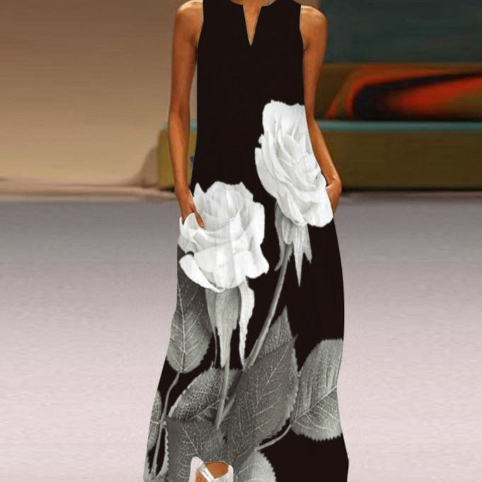Luz Minimalist María Florales Summer Maxi Dress Chic Silhouette Collection