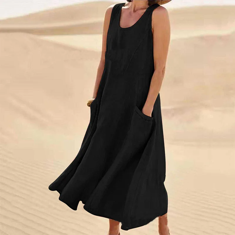 Gundisalva Timeless Sleeveless Dress with Pockets Chic Silhouette Collection