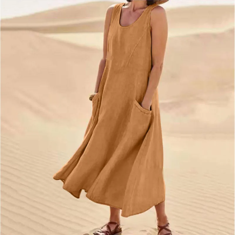 Gundisalva Timeless Sleeveless Dress with Pockets Chic Silhouette Collection