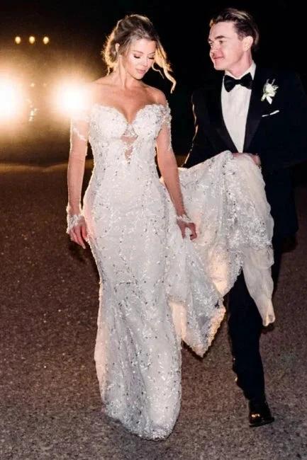 Vintage Lace Mermaid Wedding Dresses with Long Sleeves (ZD14690)