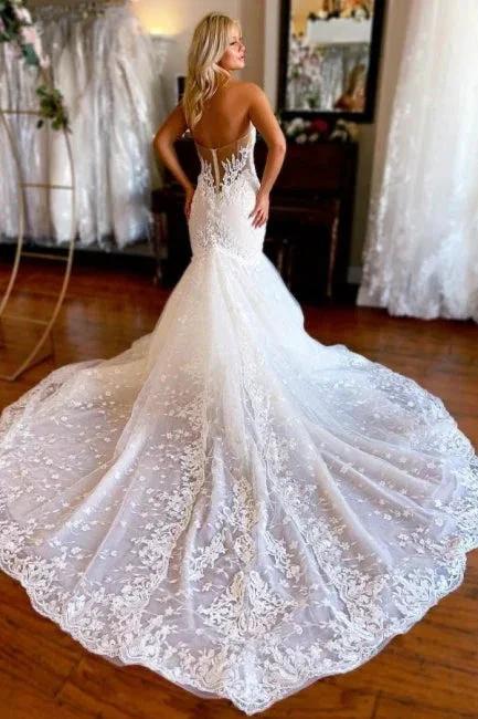 Vintage Sweetheart Lace Sleeveless Mermaid Wedding Dress Bridal Gowns (ZD14589)
