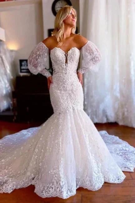 Vintage Sweetheart Lace Sleeveless Mermaid Wedding Dress Bridal Gowns (ZD14589)