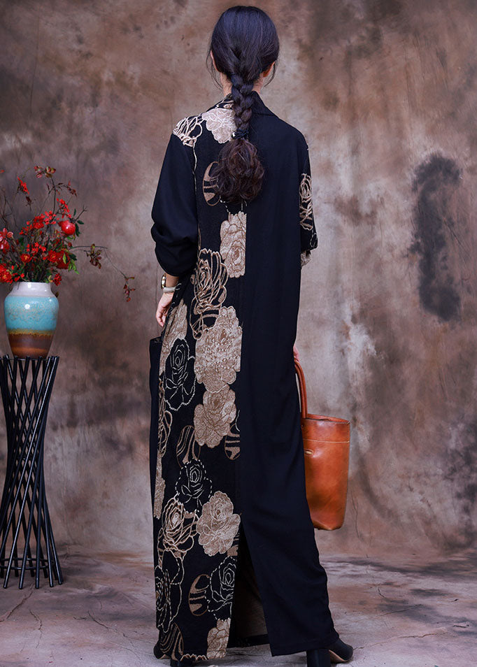 Vogue Colorblock Asymmetrical Print Chiffon long Dress Spring (Limited Stock)