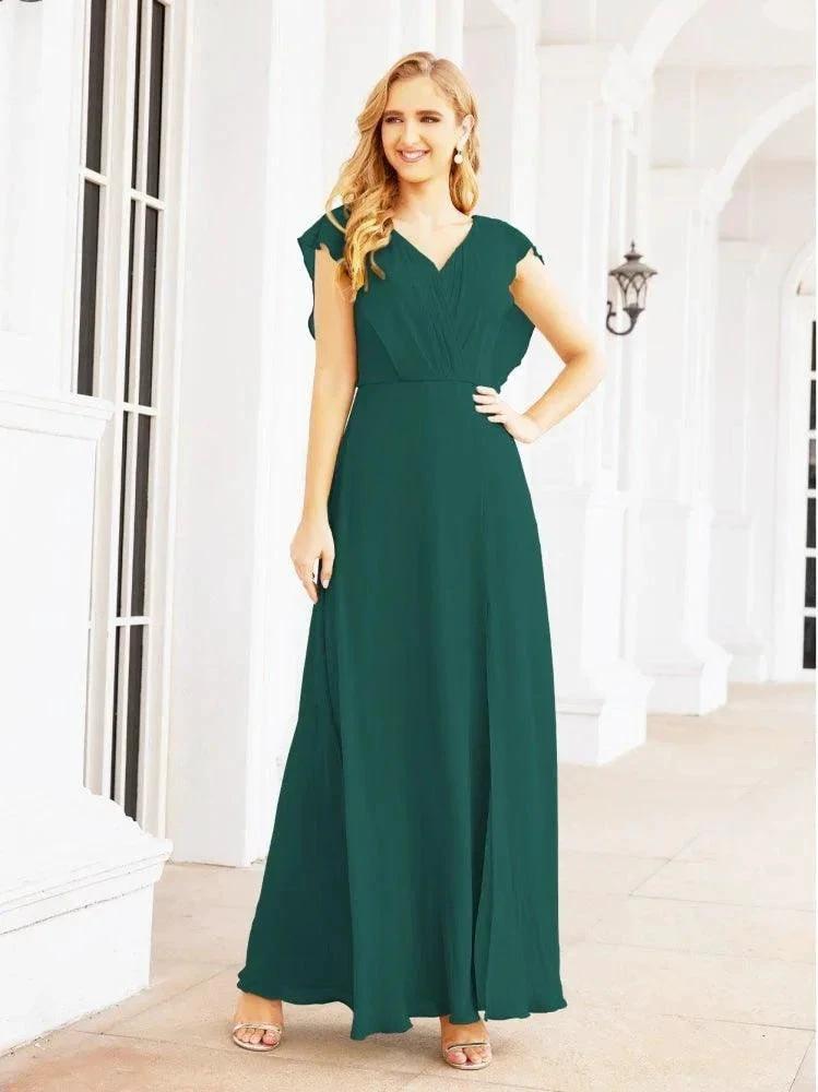 Women's Bridesmaid Dresses Chiffon Cape Formal Evening Party Prom Dress Open Back Gowns for Wedding Guests SEA28058 by numbersea