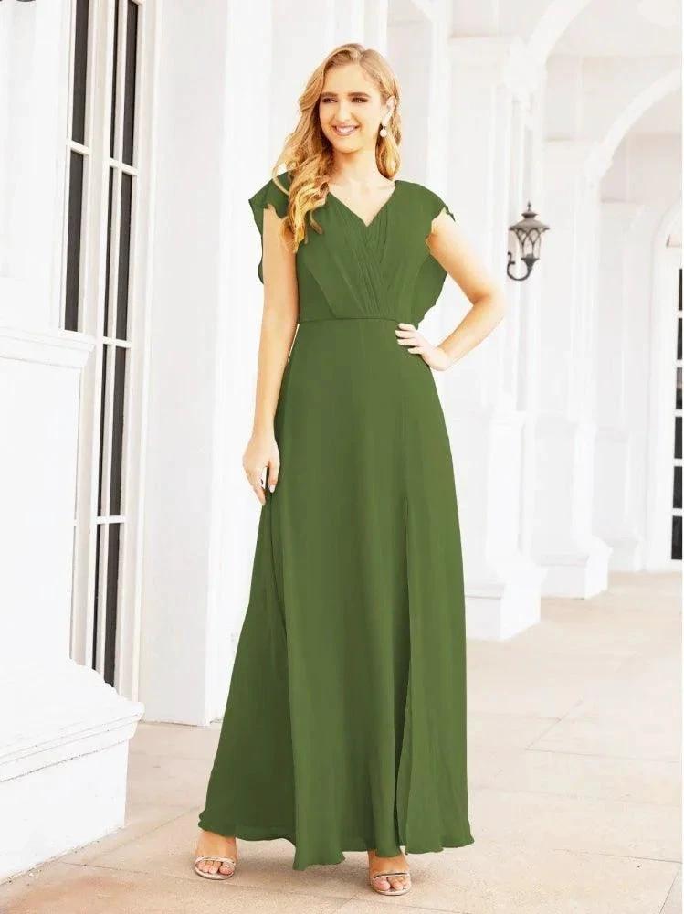 Women's Bridesmaid Dresses Chiffon Cape Formal Evening Party Prom Dress Open Back Gowns for Wedding Guests SEA28058 by numbersea