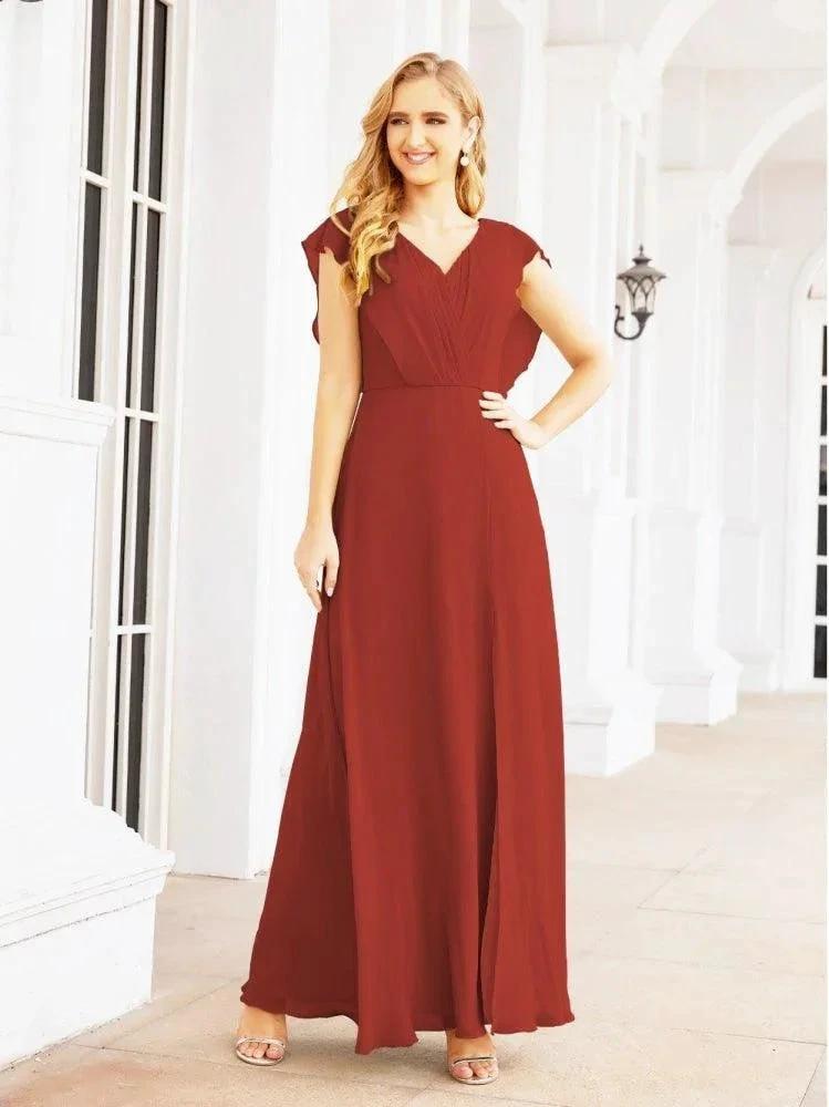 Women's Bridesmaid Dresses Chiffon Cape Formal Evening Party Prom Dress Open Back Gowns for Wedding Guests SEA28058 by numbersea