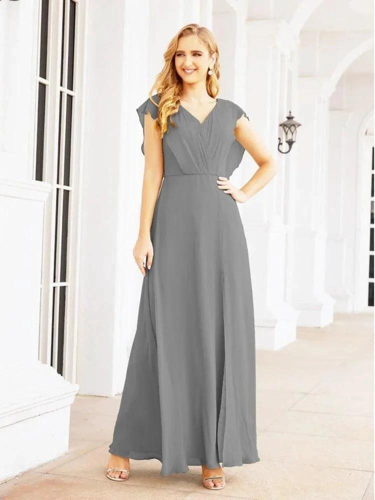 Women's Bridesmaid Dresses Chiffon Cape Formal Evening Party Prom Dress Open Back Gowns for Wedding Guests SEA28058 by numbersea