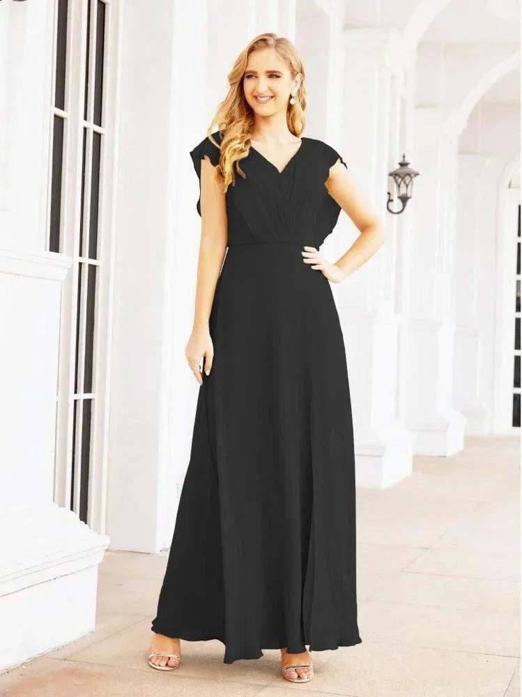 Women's Bridesmaid Dresses Chiffon Cape Formal Evening Party Prom Dress Open Back Gowns for Wedding Guests SEA28058 by numbersea