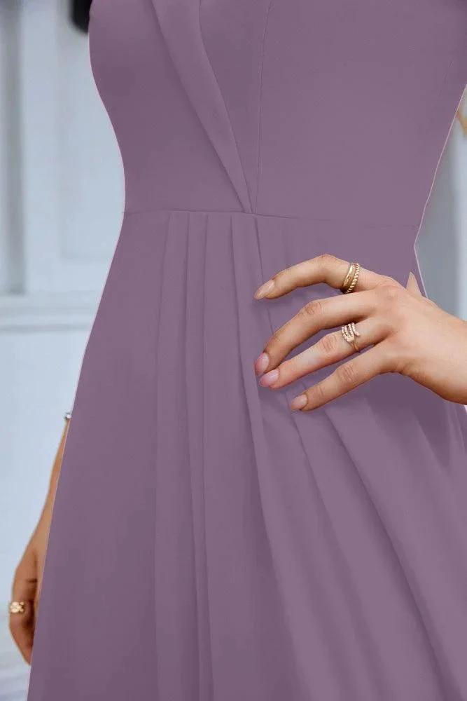 Women's thin strap off the shoulder bridesmaid mopping the floor evening dress 28093 (ZD17015)
