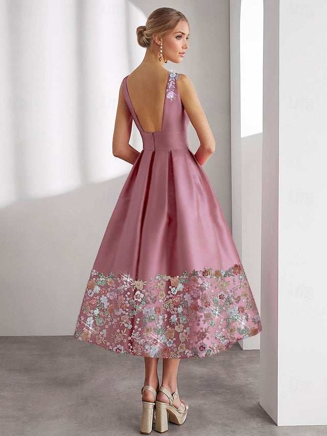 Glamorous & Dramatic A-Line Square Appliqued Pleated Evening Dresses