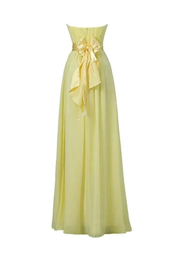 Yellow Sweetheart Bridesmaid Chiffon Prom Dresses Long Evening Gowns (ZD13185)