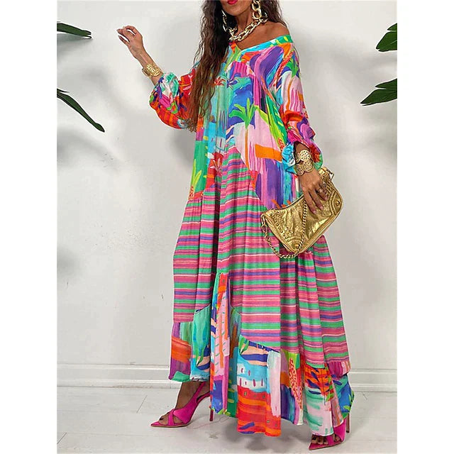 Nahia Loose Boho Maxi Dress with Floral Print for Women Stylish Outfit