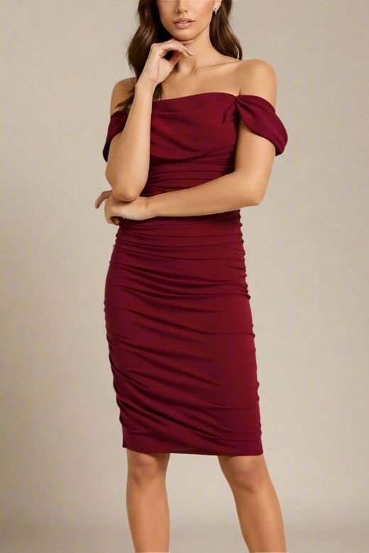 Zia Bodycon Wrap Dress - Red Wine